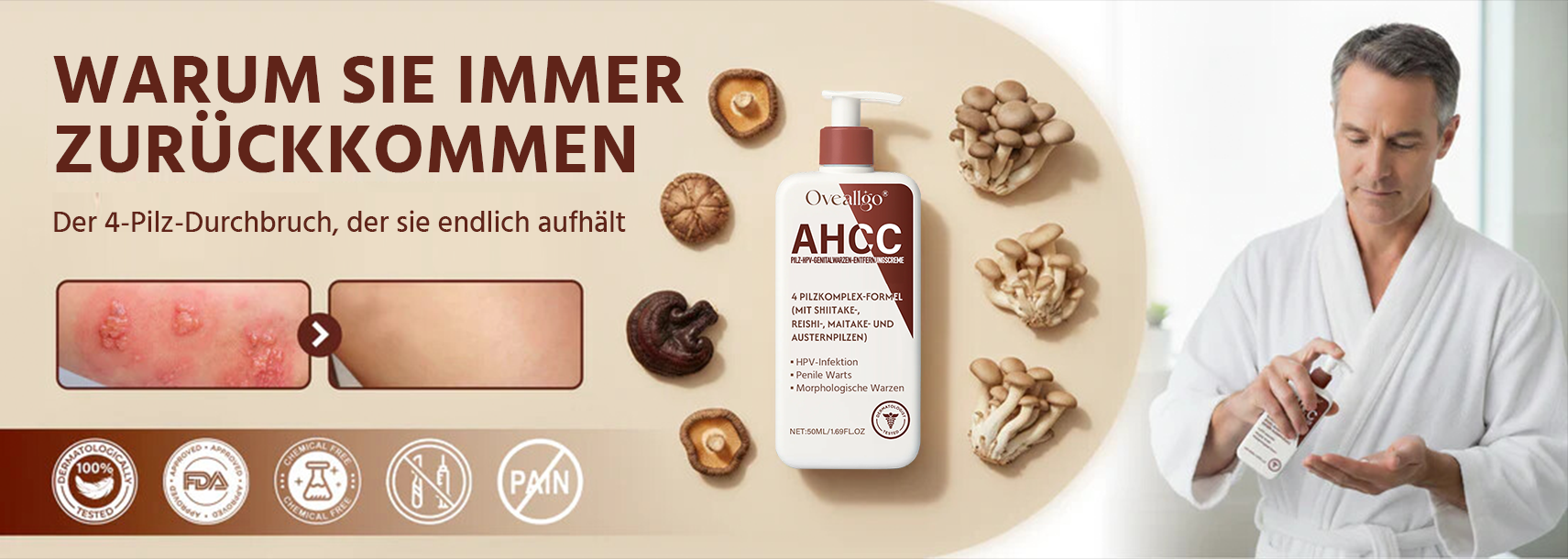 Oveallgo® AHCC Fungal HPV Genital Warts Removal Cream 6 banner